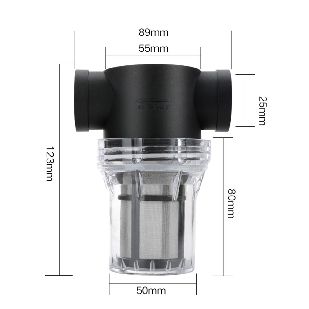 1pc filtres de tuyau d'eau, pré-filtre transparent, purificateur d'eau, tuyaux de purification d'eau, interface  (4/6 points /1 ", réseau 80 mailles)