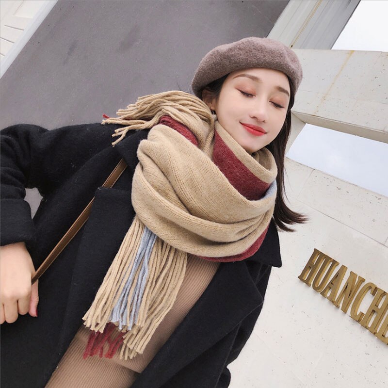 VIANOSI Women Cashmere Scarf With Tassel Lady Winter Long Scaves Warm Female Shawl: 09