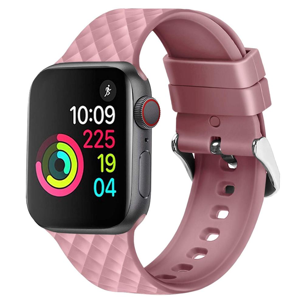 Bracelet en Silicone pour Apple watch 6 se, 38mm 42mm iwatch 40mm 44mm, bracelet de ceinture à motif rhombique, iwatch série 6 5 4 3 2 1