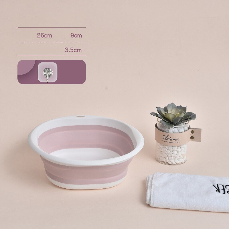 Household Folding Wash Basin Portable Sink Foot Bucket Washbasin Plastic Foldable Foot Basin Travel Outdoor Camp Basins: pink white small