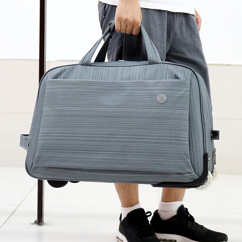 Ladies / Men's Trolley Luggage Rolling Suitcase Casual Stripe Rolling Case Wheeled Travel Bag Wheeled Luggage Suitcase: light gray