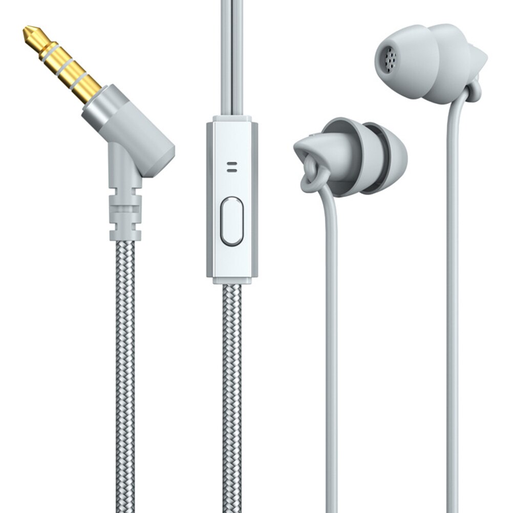 Schlaf-ohrhörer, kabelgebundene kopfhörer mit mikrofon, bassklang, 3.5mm in-ear-ohrhörer, leichtes headset mit geräuschunterdrückung: Grau