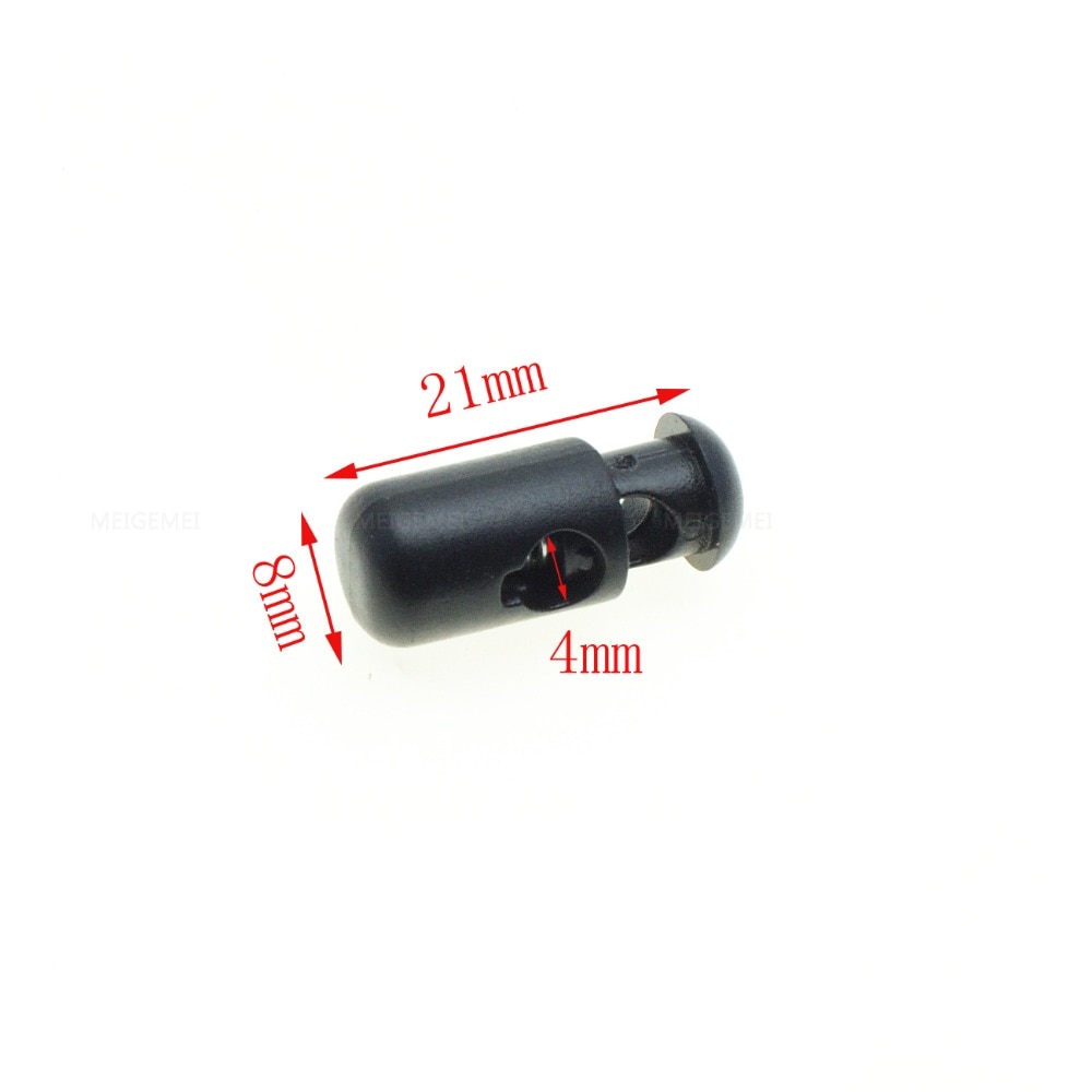 10 stks/pak Plastic Vat Lente Cord Locks Stoppers Toggle Clips Zwart 21mm * 8mm