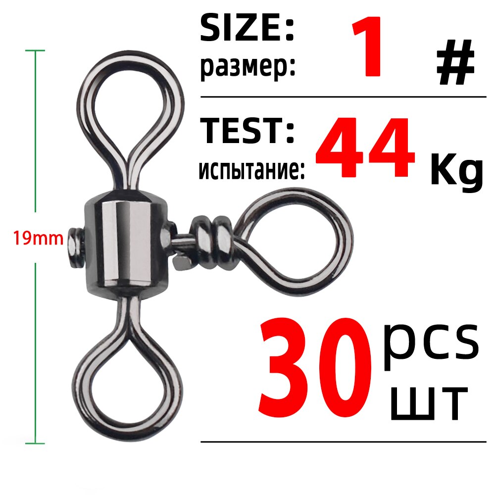 Dndyuju 30Pcs 3 Manier Barrel Cross Lijn Vissen Draaibare Met Effen Ring Messing Vissen Haak Lijn Connector Vissen Accessoires: Size 1