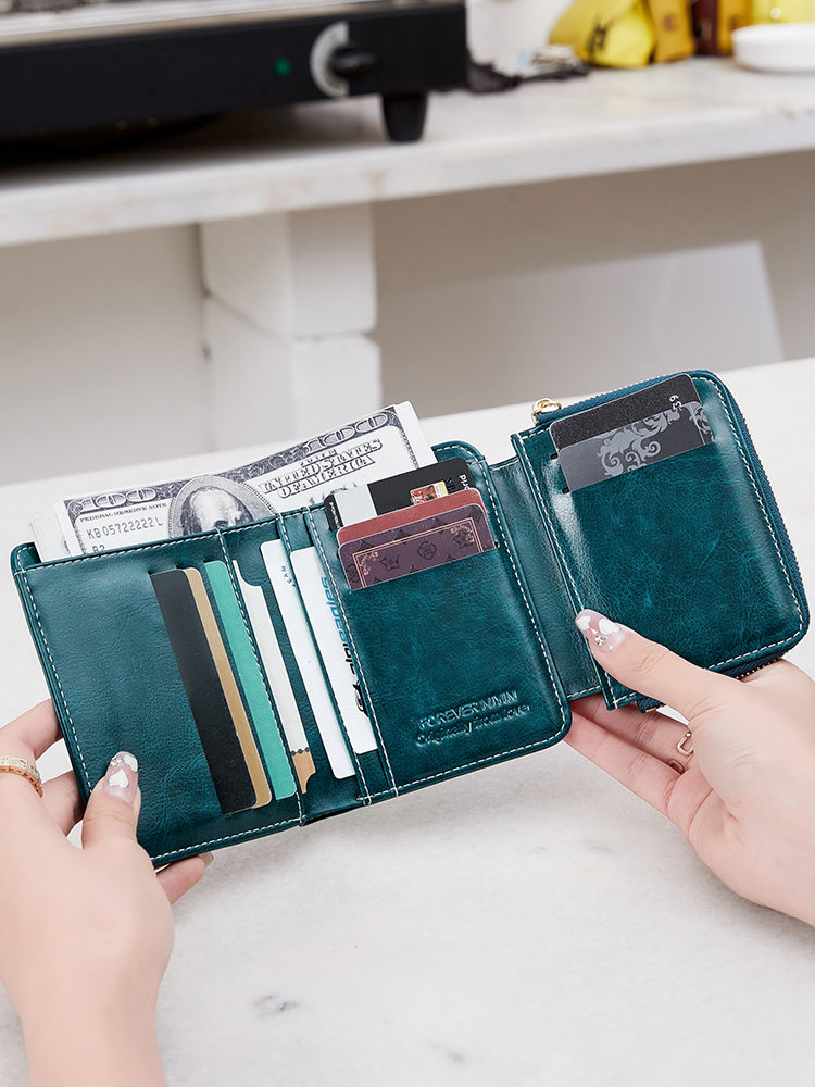 RFID Retro Women's Wallet Three fold Short Wallet PU Leather Multi functional Twist Lock Credit Card Wallet and Wallet