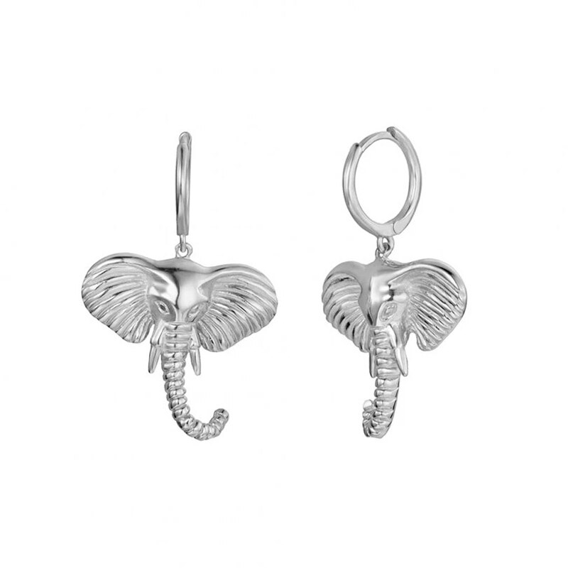 Roxi vintage guld sølv elefant hoop øreringe til kvinder piger 925 sterling sølv smykker cool fest piercing ørering kolczyki: Sølv