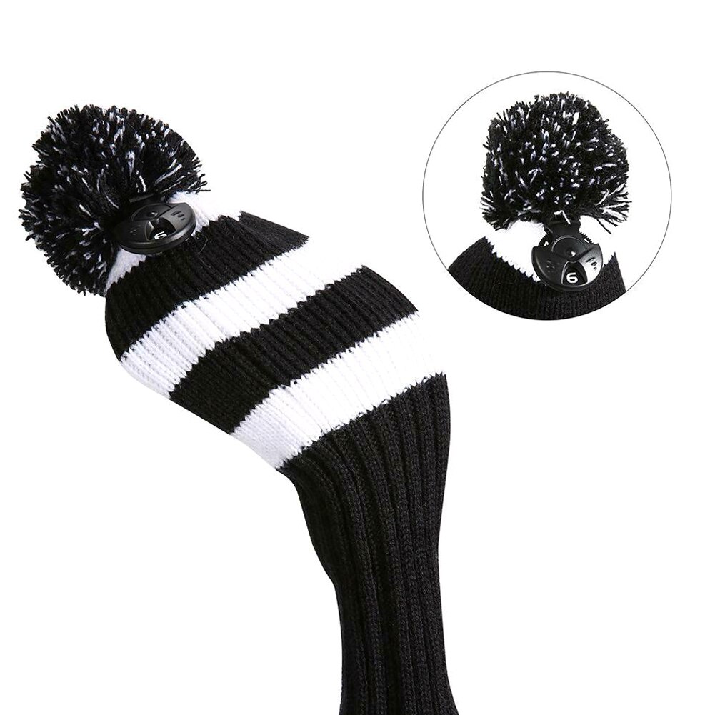 Fairway Metaal Hout Rood/Zwarte Golf Headcover Knit Pom Head Cover Set Duurzaam Slijtvast Golf Accessoires Op Voorraad