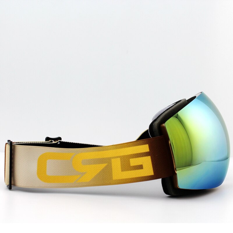 Azuurblauwe lens gouden montuur merk skibrillen double  uv400 anti-condens grote skibrillen skibrillen heren dames sneeuw snowboardbrillen