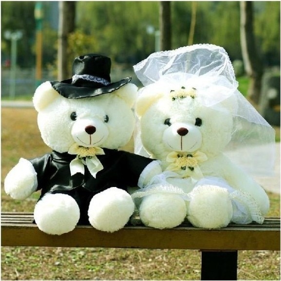 Ours en peluche pour couple, 2/20/40cm, poupée, de mariage, pour mariée et marié, de noël pour femmes et filles