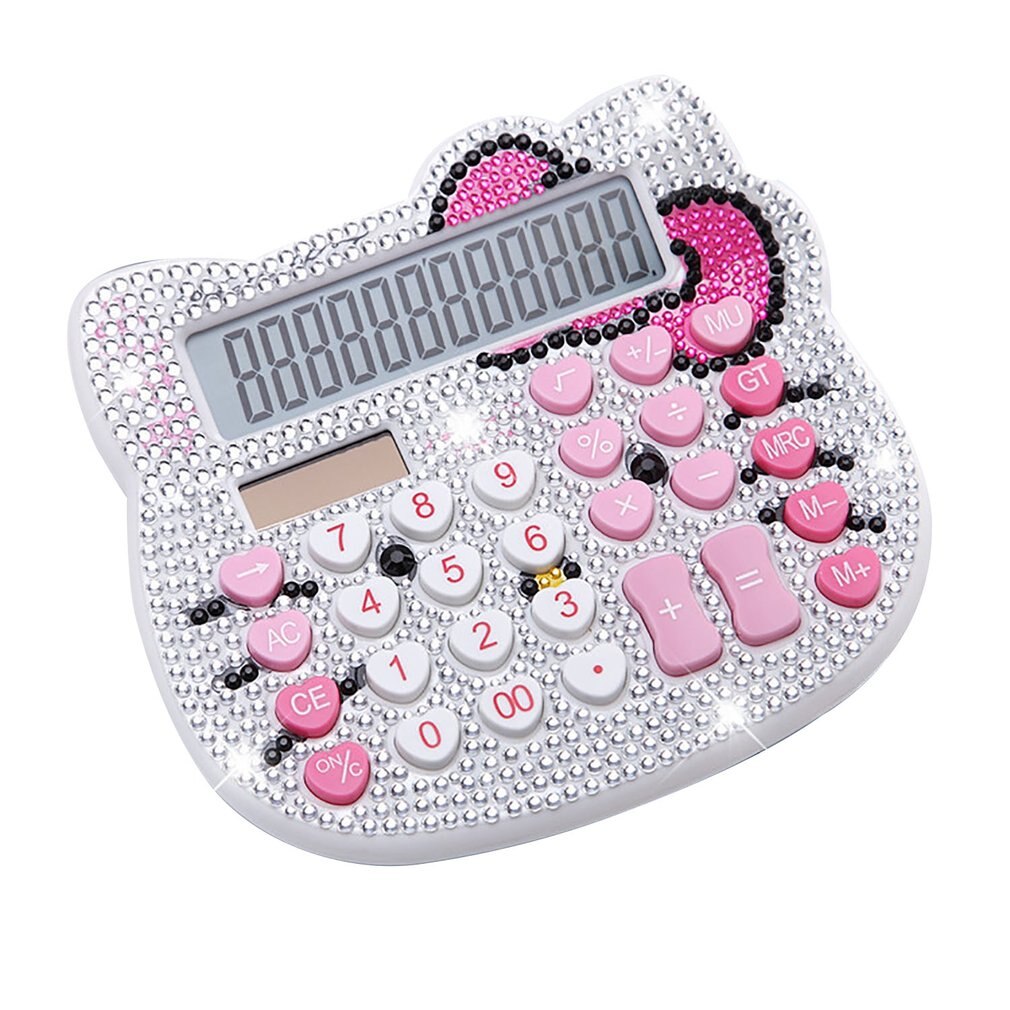 Strass cristal diamante mini calculadora de plástico moda energia solar calculadora estudante escritório papelaria