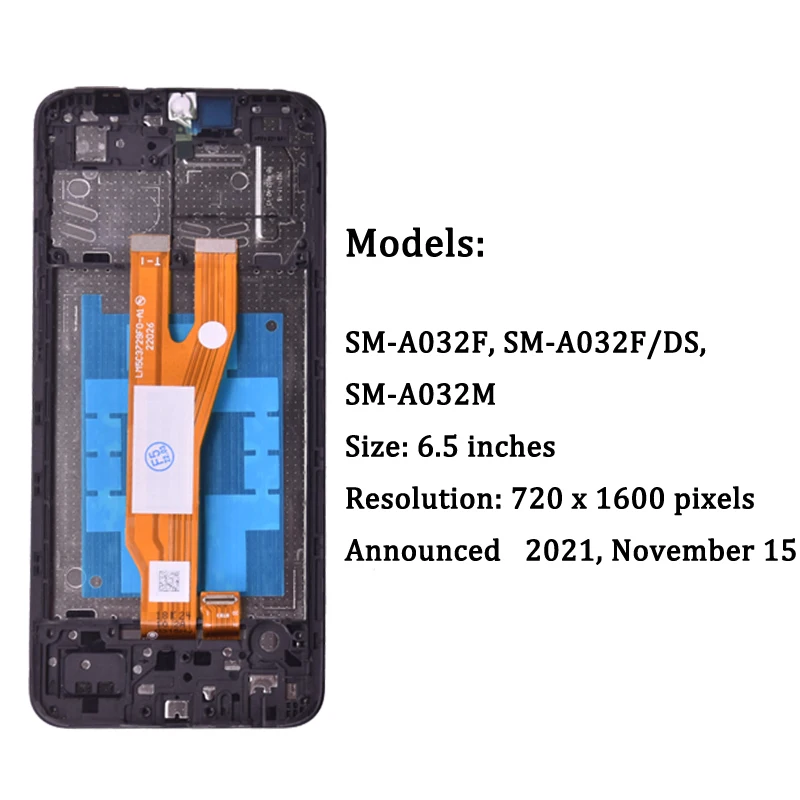 Pantalla LCD de 6,5 pulgadas para Samsung A03 Core A032 A032F con montaje de digitalizador con pantalla táctil SM-A032F/DS LCD