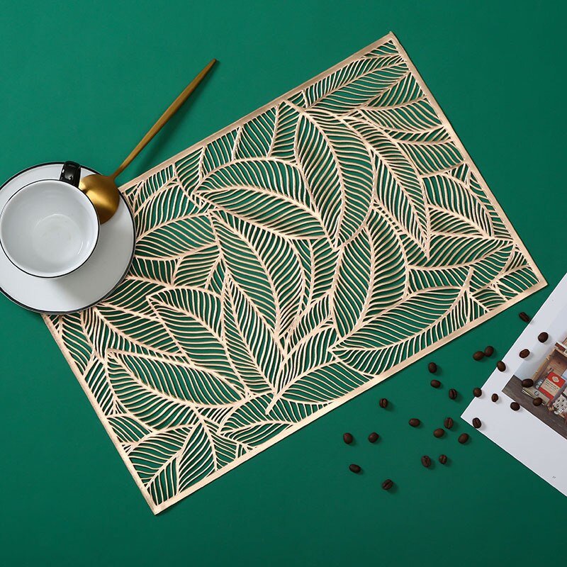 Napperon en PVC motif géométrique, Style Hibiscus fleur antidérapant résistant à la chaleur, utilisation quotidienne, décoration de table à manger, tapis de pique-nique sous-plat