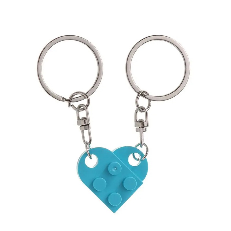 2 pièces séparable bijoux Couples amitié bloc de construction porte-clés porte-clés clé boucle coeur pendentif: WHITE