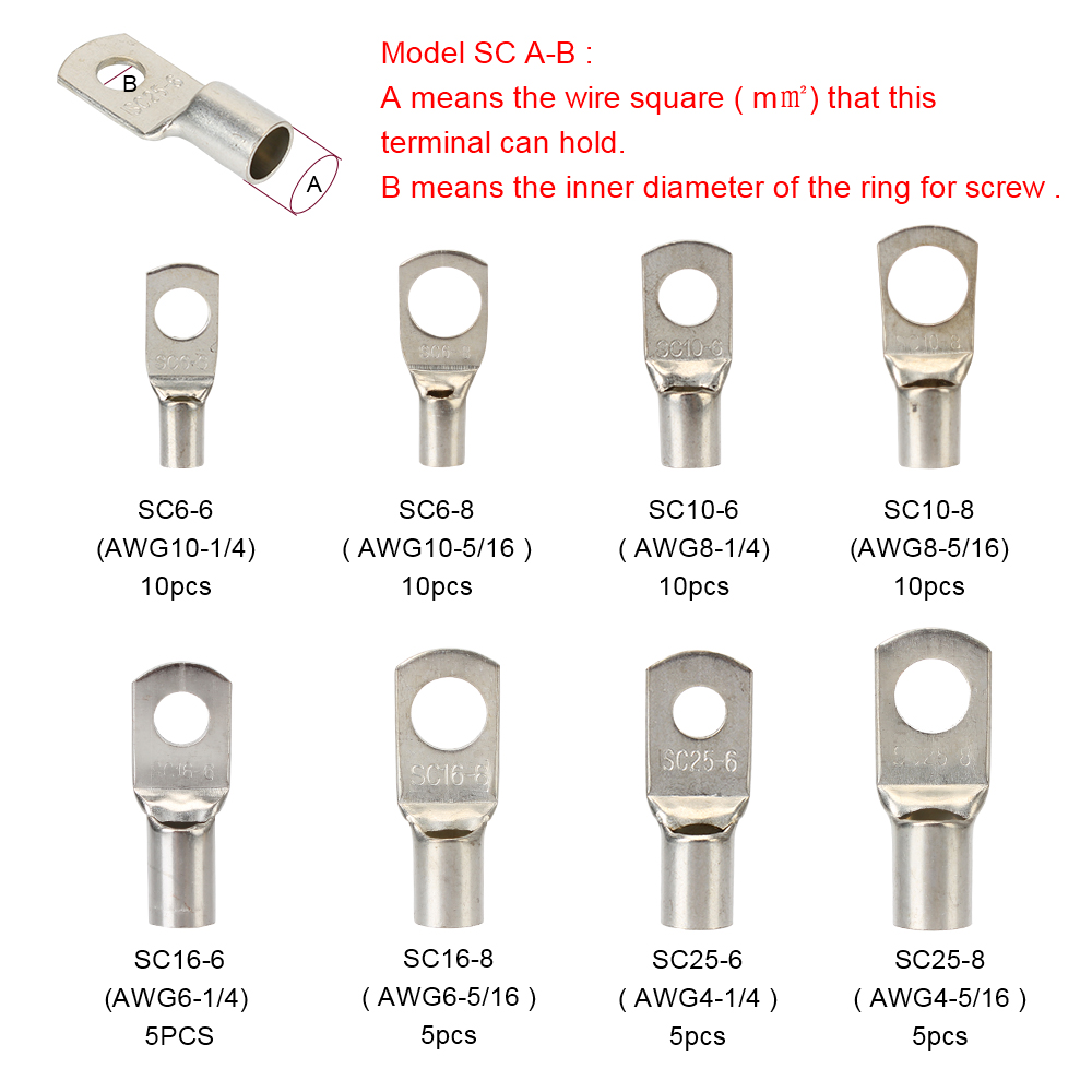 Car Batteries Terminals Crimp Pliers Wiring Crimping Tools Clips 60pcs Electrical SC Terminals RV Boat Accessories Universal