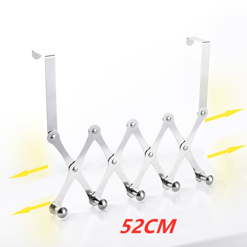 Gancho plegable de acero inoxidable para colgar en la puerta, colgador para sombreros, bolsas, corbata, bufanda, llave, 1 ud.: Silver        52CM
