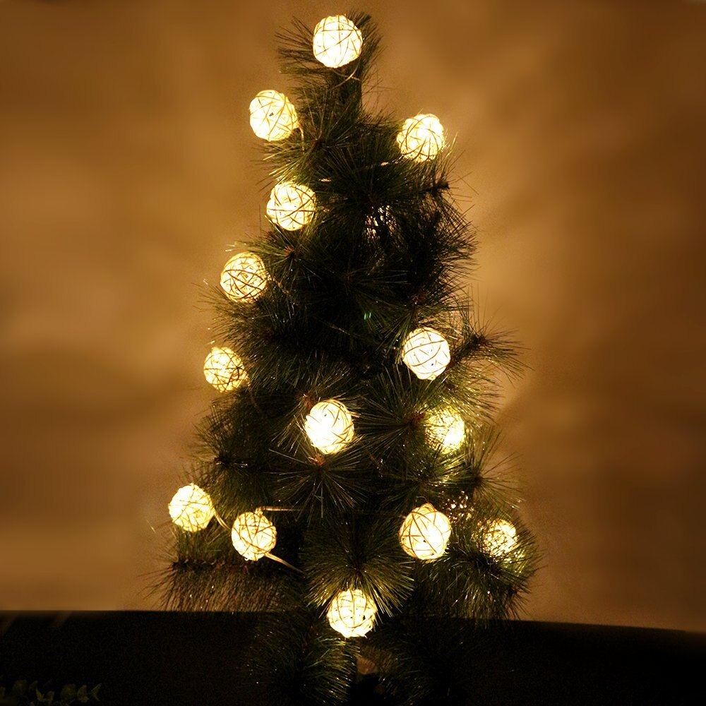 220v 6m 40 led varm hvid led kuglelys fe string lys belysning rattan kugle led lys bryllupsfest dekoration