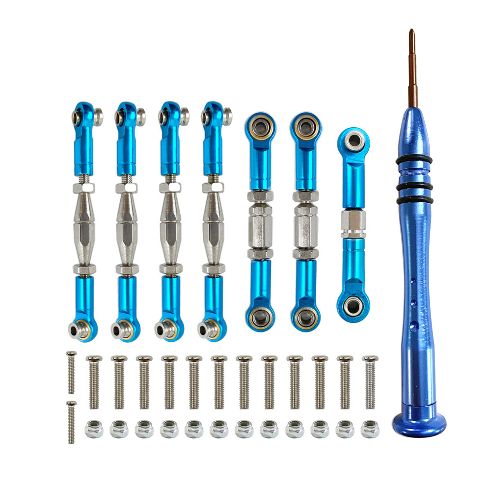 Juego de varillas de dirección con varilla de tracción servo de conexión de metal para WLtoys 1:14 144001 124018 124019 Piezas de actualización de coche RC: Rojo