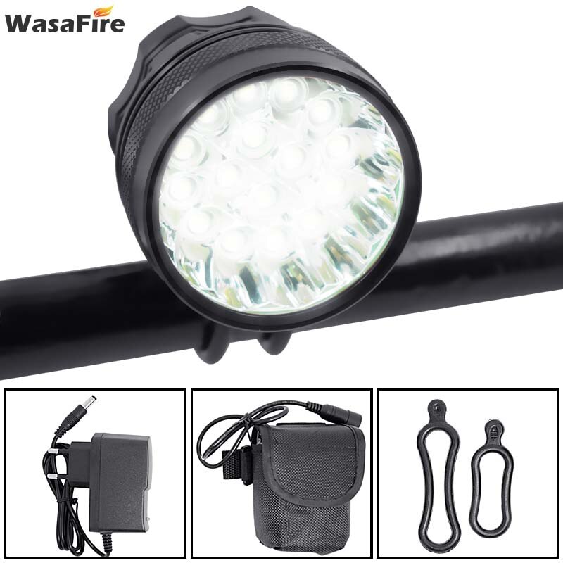 WasaFire 40000 Lumen 16*T6 LEDs Bicycle Light Riding Cycling front Headlight Bike Front Light for Outdoor Night Riding Camping: with 9600mah battery