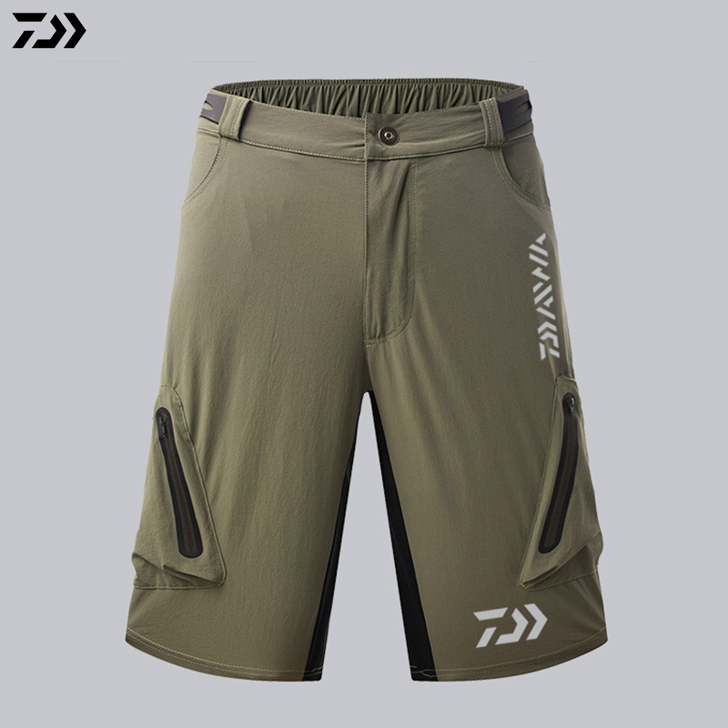 Shorts mænd sommer vandtætte bukser fisketøj åndbar udendørs sportsbukser shorts lommer fiskeshorts: Militærgrøn / S