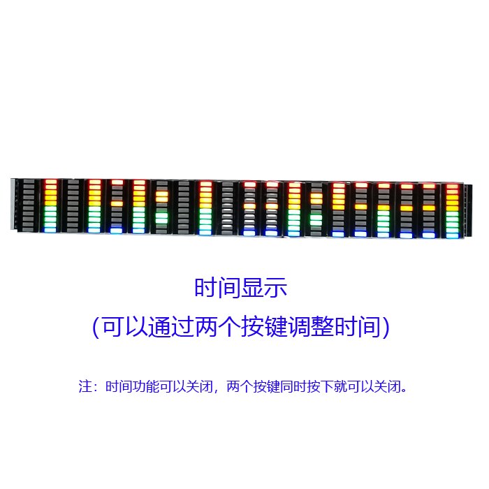 LED Display Music Spectrum Screen Connected to Power Amplifier 20-segment 10-level Color USB5-12V Power Supply