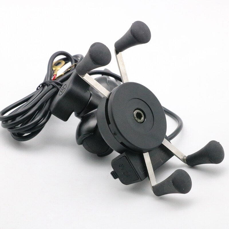 Motorcycle 2 In 1 360 Degree Adjustable Phone Holder Universal Rotary Phone Holder With Usb Charger