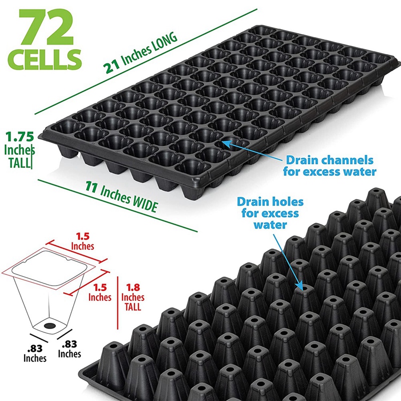 10-Pack Seed Starter Kit, 72 Cell Seedling Trays Gardening Germination Growing Trays Plant Grow Kit Seed Starting Trays