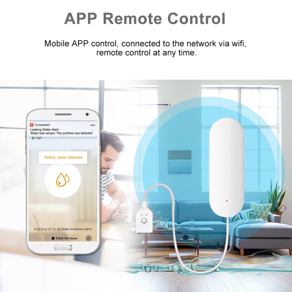 Wifi Water Lekkage Detector Waterlek Sensor Draadloze Water Level Detector Waterlek Alarm Sensor Home Waterdichte Slimme Afstandsbediening