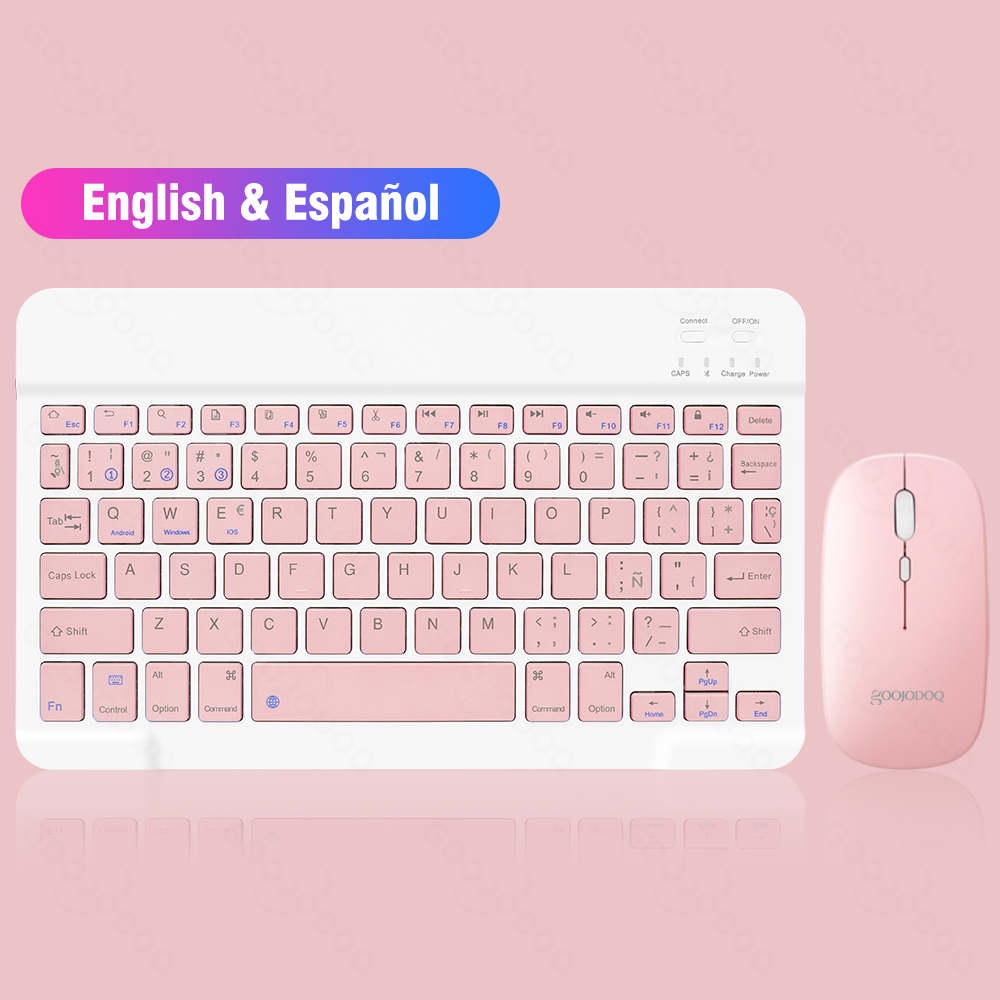 Bluetooth Keyboard For iPad Pro11 Mini Bluetooth Teclado Wireless Keyboard and Mouse For Samsung Xiaomi Touchpad iPad Keyboards: Pink Spanish