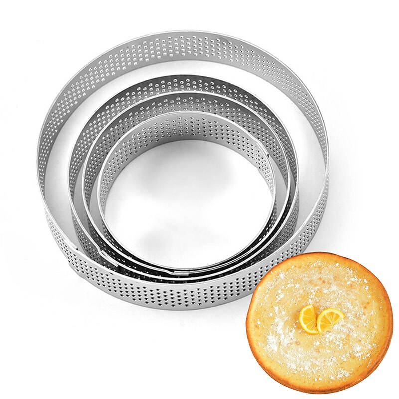 6 8 10 cm terteform i rustfritt stål ring tartelett kakemousseformer sirkelskjærer pai ring varmebestandig perforert