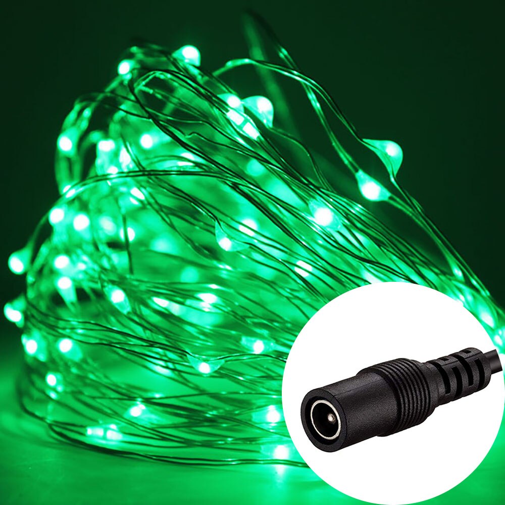 5M 50Leds Led String Lights Met Dc Power Connector Zilveren Draad 12V Led Fairy Light Kerst Indoor decoratie Thuis Kamer Boom: Green