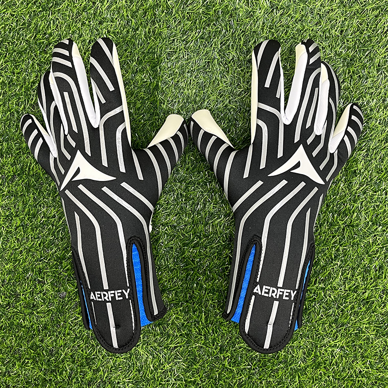 Gants de gardien de but de football en latex épaissi 4 mm Protection professionnelle Adultes Adolescent Gardien de but de football Gants de gardien de but: Black / S