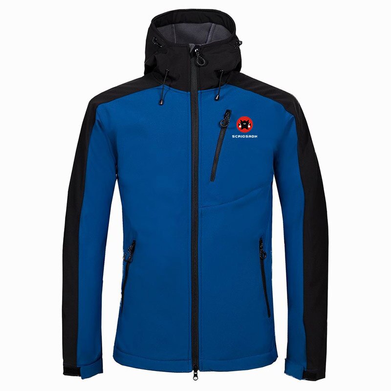 Outdoor Men&#39;s Waterproof Soft shell Jacket Men Camping &amp; Hiking Windproof Warm Outdoor Jacket Skiing Fishing Outdoor Sports Coat: Blue / L