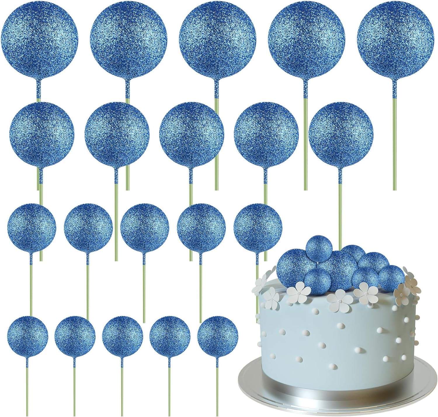 20 stuks bal taart topper decoraties mini ballonnen taart topper sticks gouden ballen taart picks taart topper ballen taart decoraties: Olijf