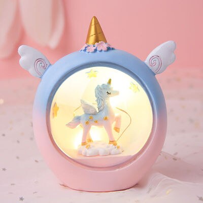 Unicorn baby sleep night light cute star Lamp girl heart bedroom romantic table lamp home decor luminous toys: White