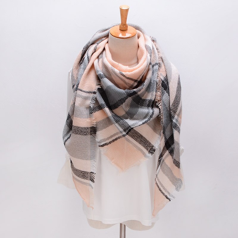 Écharpe triangulaire hijab d'été pour femmes, châle de marque en cachemire à carreaux, couverture  xs027-5: Style 4