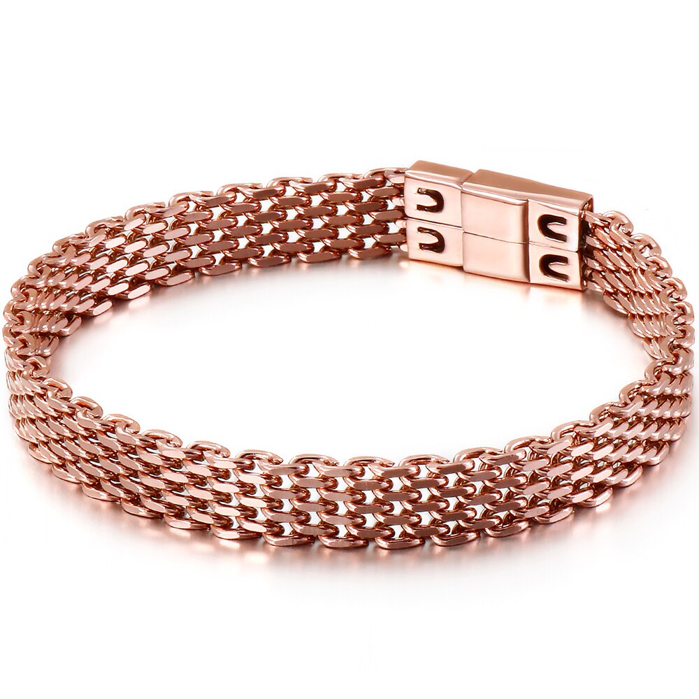 Brazaletes de acero inoxidable 316L de oro rosa para mujer, accesorios de joyería hindú, pulsera de cadena de 8MM, del Día de San Valentín para ella