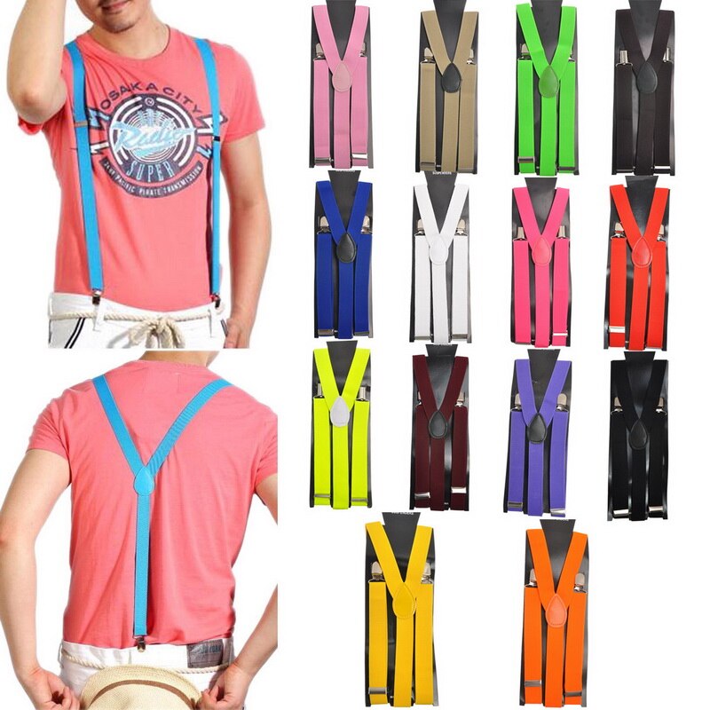 Justerbare elastiske seler til voksne unisex kvinder mænd y form elastiske clip-on seler 3 klips bukser seler