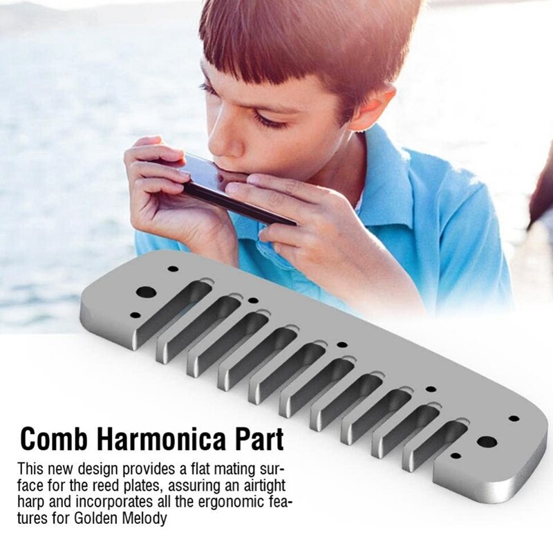 Aluminum Alloy Harmonica Blues Comb, Blues Comb Harmonica Part for Hohner Golden Melody