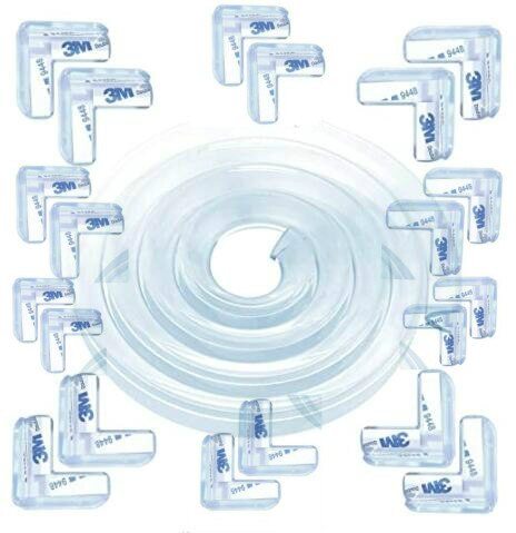 Protector de esquinas de 4M y 6M para Borde de esquina, protectores transparentes para muebles para niños pequeños, tira de parachoques de silicona suave, seguridad para niños: 6M and 20corners