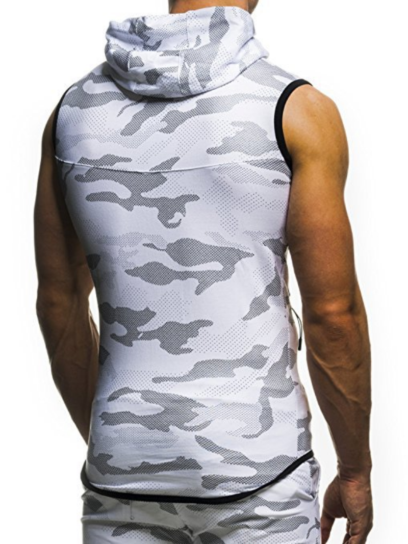 Mænd bodybuilding tanktoppe ærmeløse hættetrøjer mænd afslappet camouflage hættetrøje herre camouflagetøj