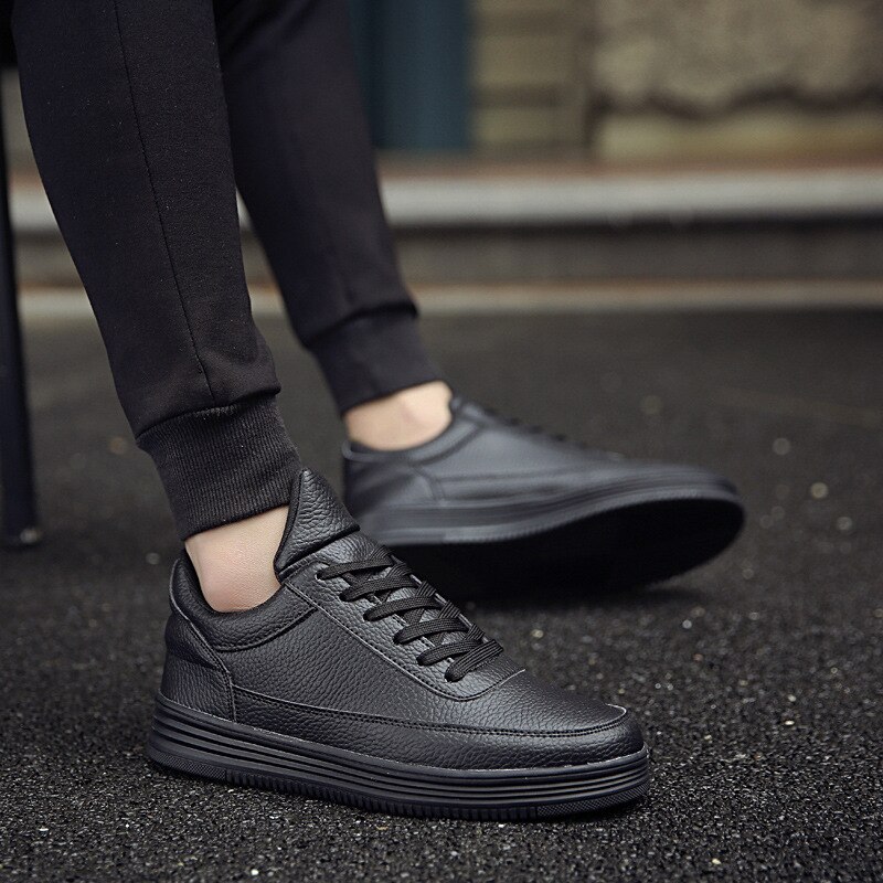 Menn sko skinn casual svarte sko herre vår høst snøre joggesko tenis masculino adulto 563