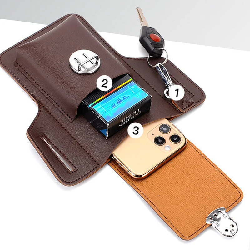 Læder herre mavetaske telefontasker mavetaske herre bæltetaske multifunktionel vandtæt mavetaske crossbody-tasker