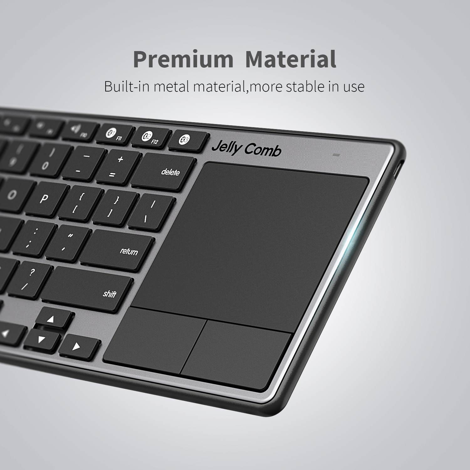Jelly Comb Rechargeable Ultra Slim Multi-Device Bluetooth Wireless Keyboard with Touchpad for MacBook iMac iPhone iPad Pro Air