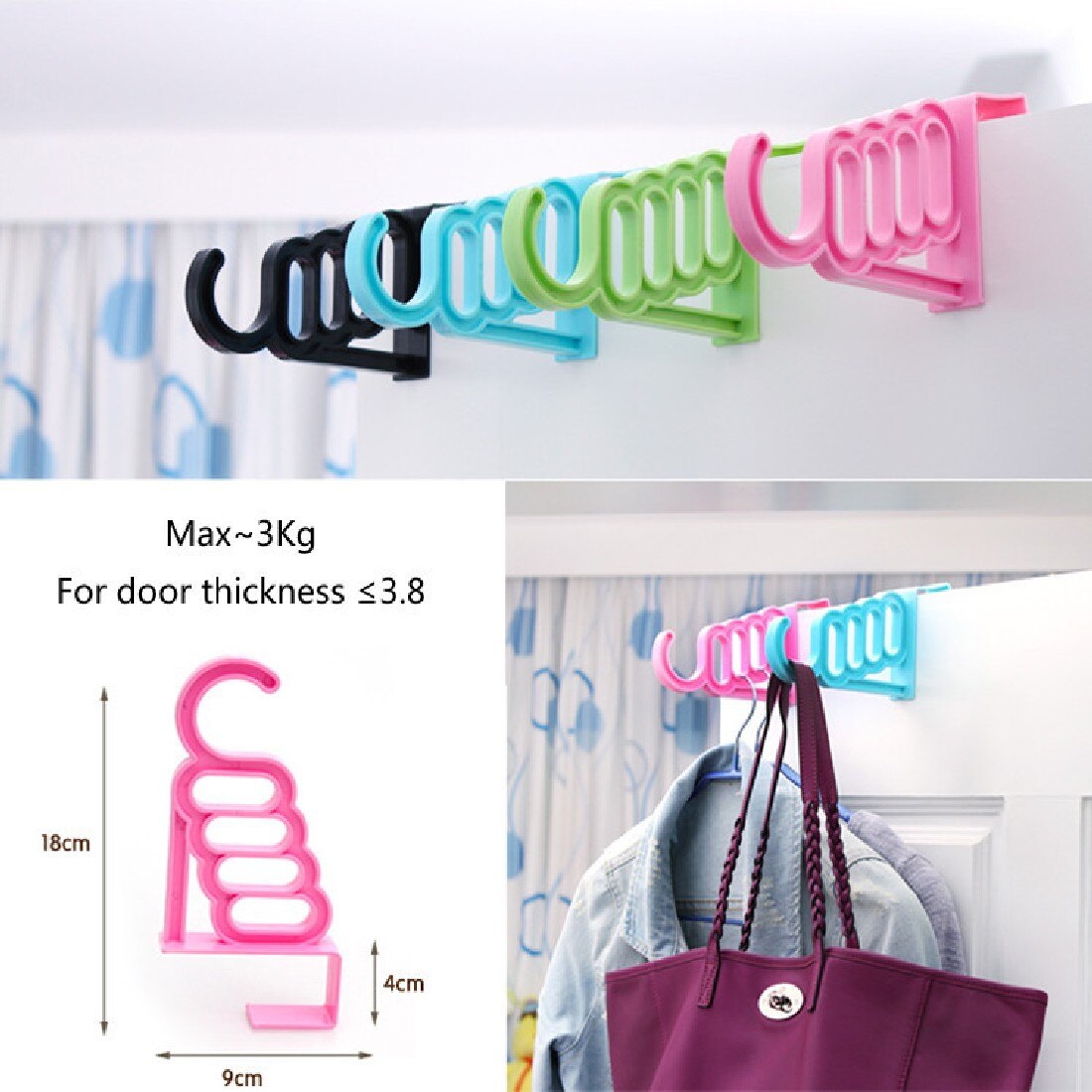 Multi-Function Home Accessories Foldable Clothes Hanger Drying Rack 5 Hole Suit Bathroom Door Plastic Organizer
