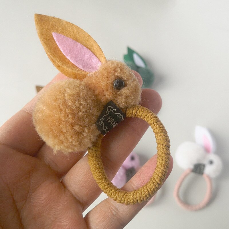 Cute animal hair ball rabbit hair ring female rubber band elastic hair bands Korean headwear children hair Accessories ornaments