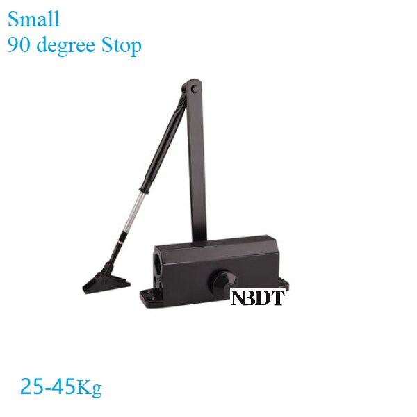 Commercial Door Closer Adjustable Spring Hydraulic Automatical Closing 90 Degrees Open Hold Face-mounted Siver Matte Black: Small Black Stop