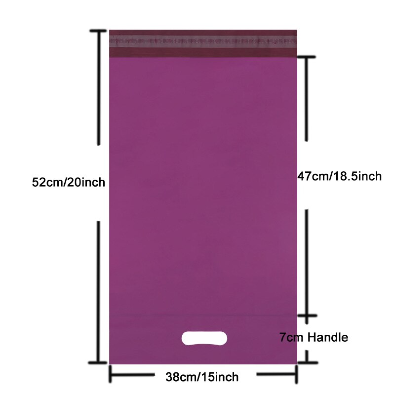 10Pcs Gedrukt Tote Zak Express Zak Met Handvat Koerier Zak Zelfklevende Lijm Dikke Waterdichte Plastic Poly Envelop mailing Zak: Purple Plain-38cm