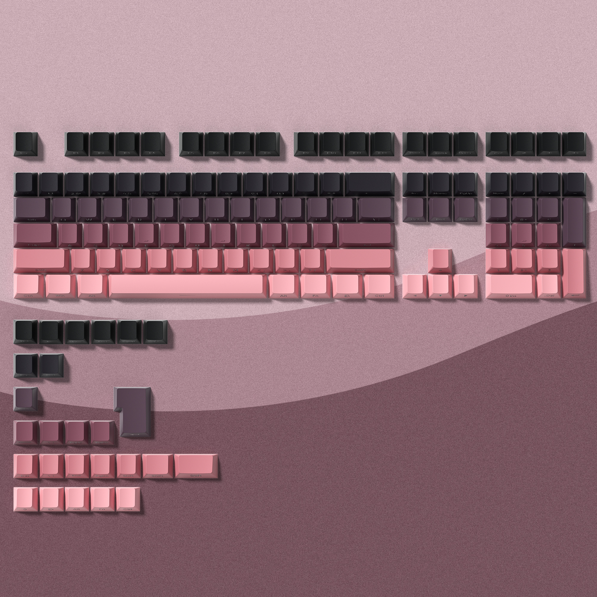 Gradient Blue Side Printed Keycaps Cherry Profile Double Shot PBT Keycaps 136 Keys for Cherry Gateron MX Switches Gamer Keyboard: Silver