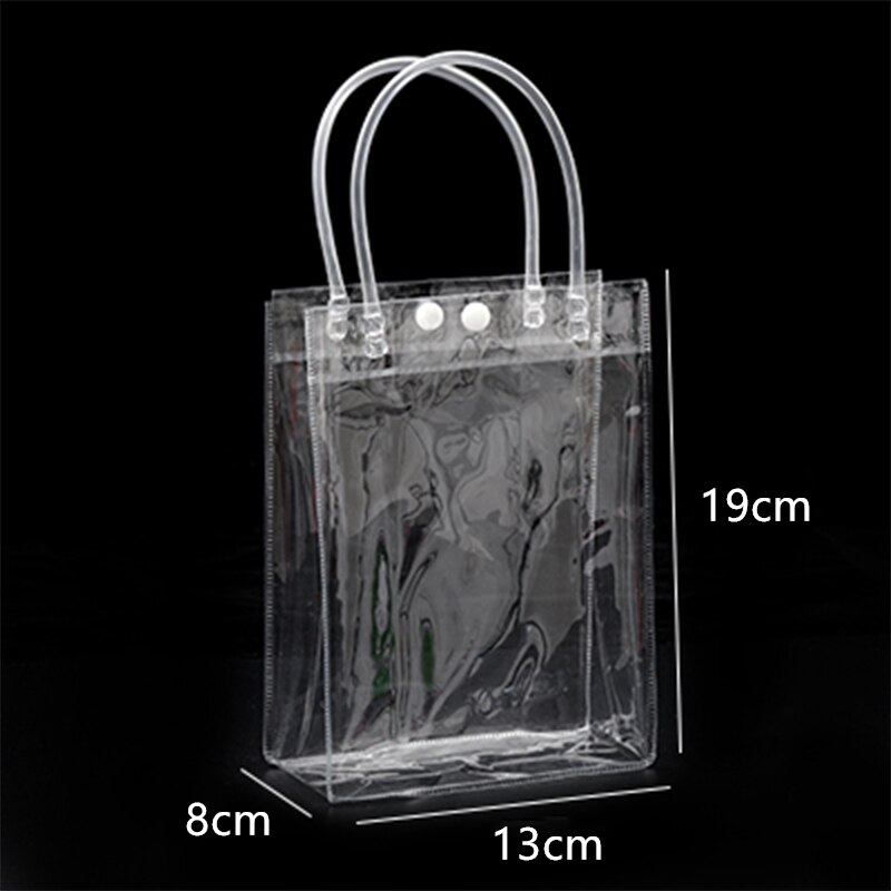 20pcs/lot Transparent soft PVC tote packaging bags with hand loop, clear Plastic handbag, cosmetic bag: (02)13x19x8cm