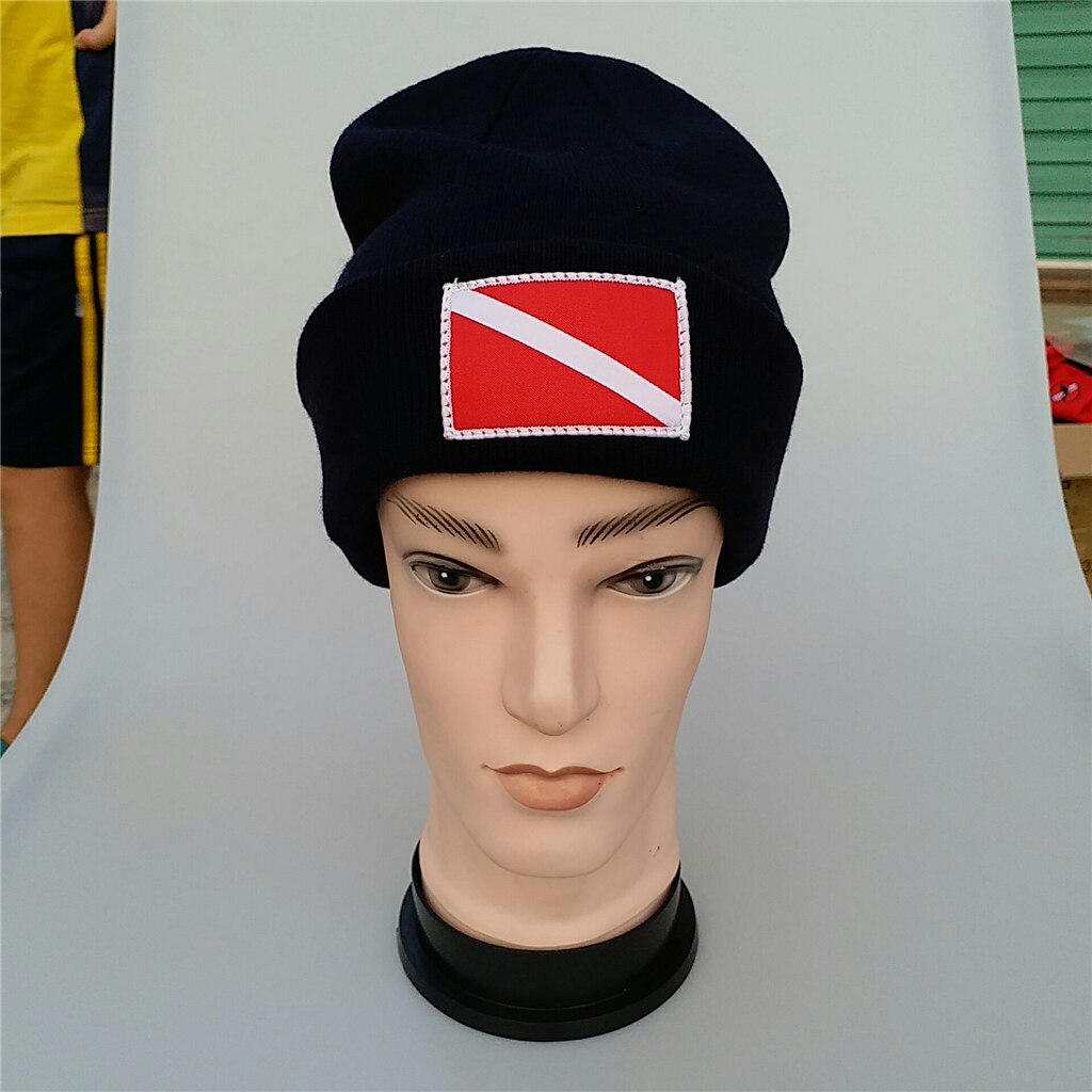 Berretto da cappello a cuffia in maglia calda e confortevole con bandiera subacquea per Kayak da sub: Navy Blue 1